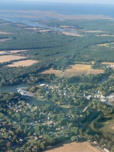 Part of Onancock from the air. This view focues on the relationship of the town to head of the Onancock Creek.